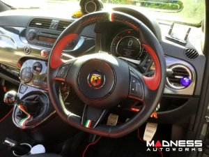 FIAT 500 Steering Wheel Trim - 3 piece kit - Carbon Fiber - Italian Racing Stripe